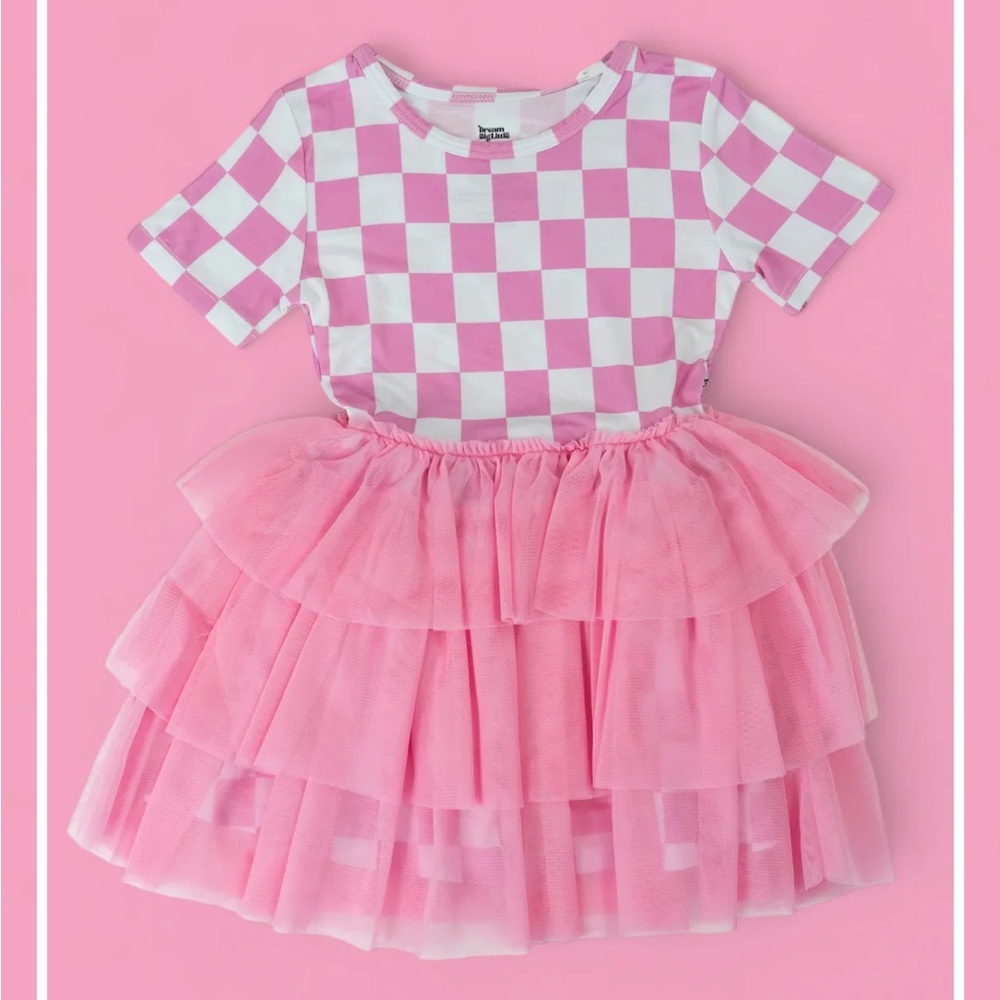 Dream Big Little BUBBLEGUM CHECKERS DREAM TUTU DRESS 6-12 months